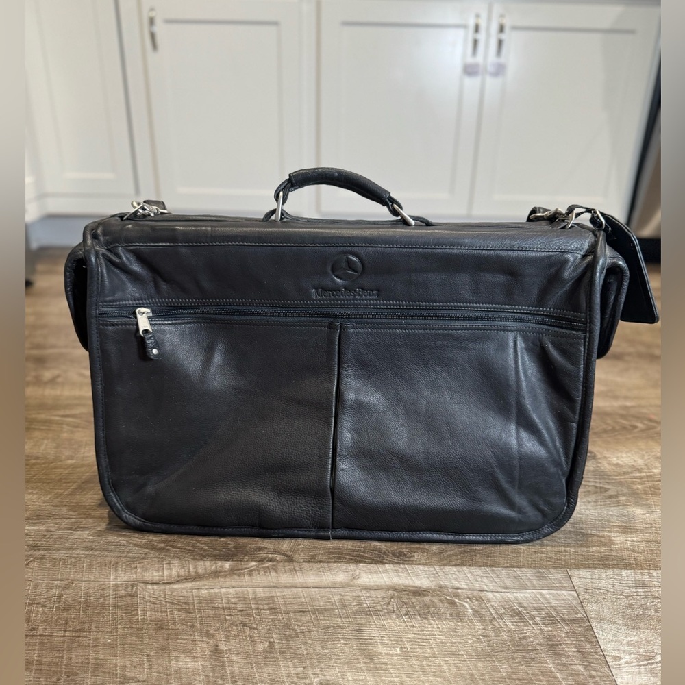 Canyon Outback 22" Black Leather Travel/Overnight Bag with Mercedes Benz logo